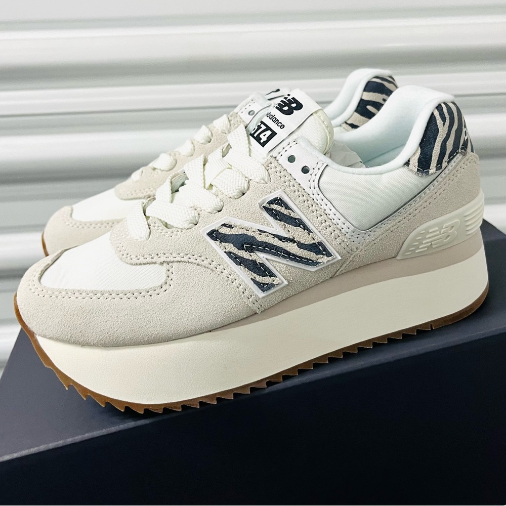 New Balance 574 Animal Print Platform Sneakers Shoes … Gem